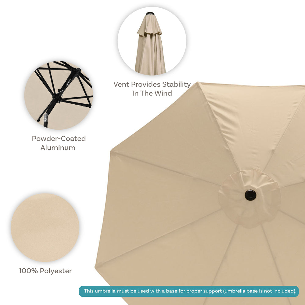 Sunnydaze Aluminum Patio Umbrella Beige dimensions size guide