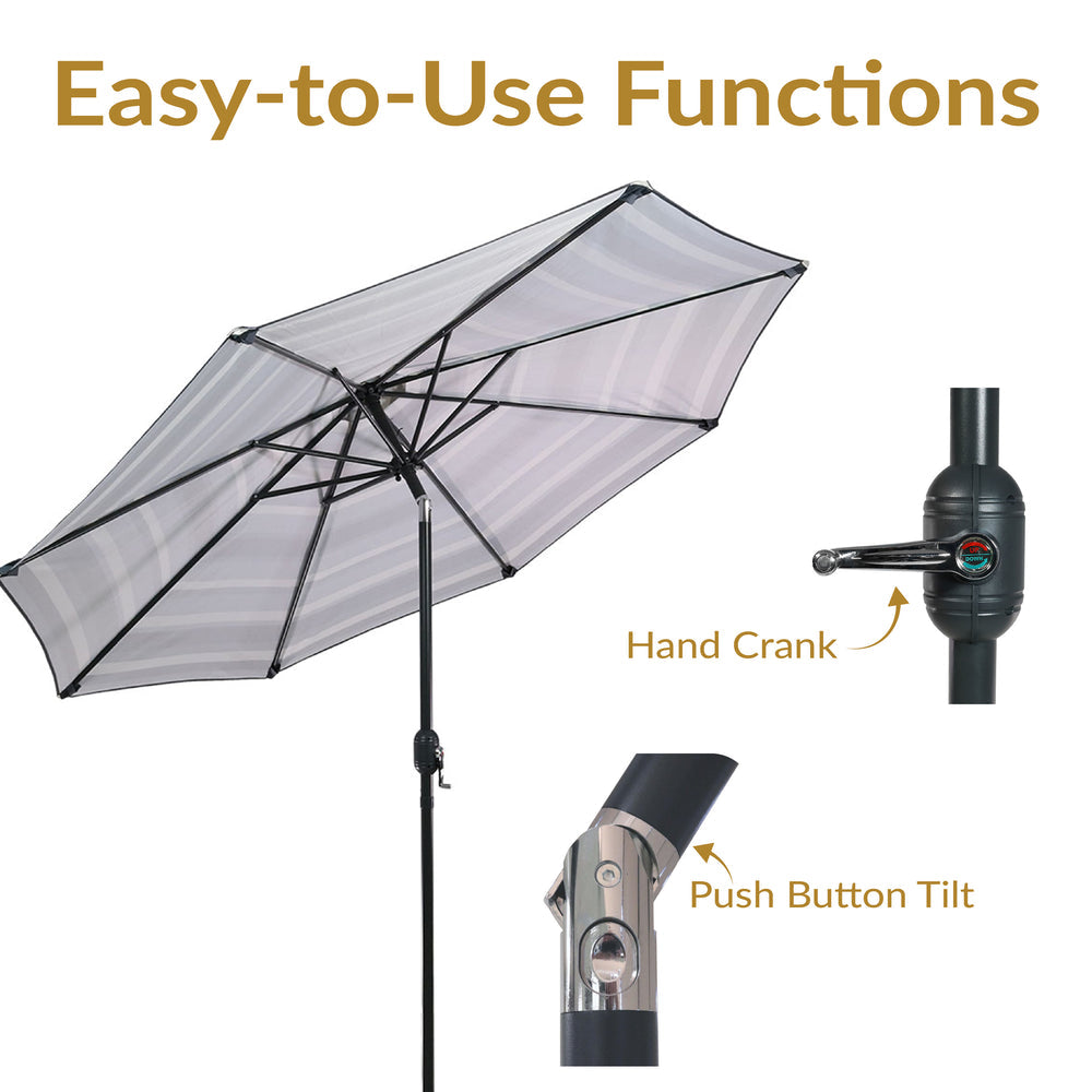 Sunnydaze Aluminum Patio Umbrella Catalina Beach Stripe canopy detail