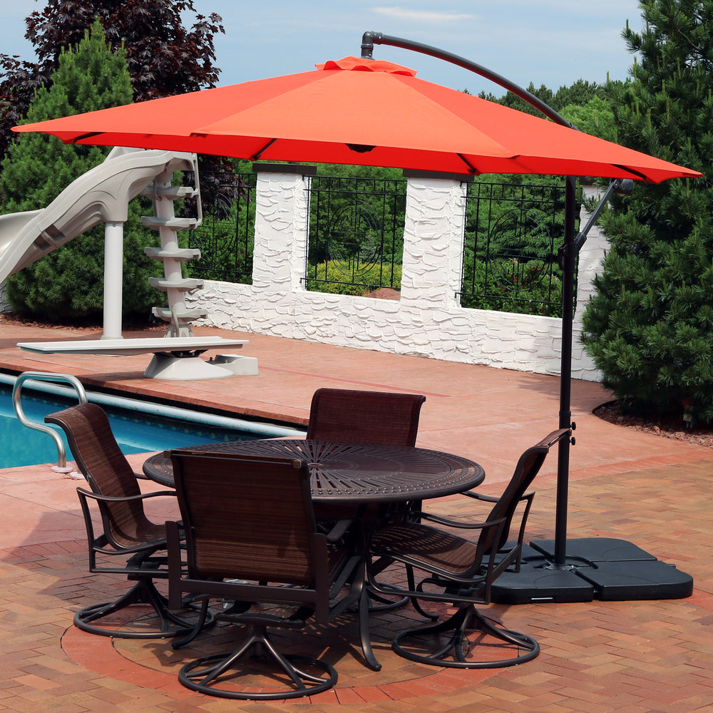 Sunnydaze 10 ft Offset Patio Umbrella Burnt Orange lifestyle outdoor