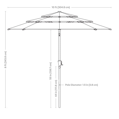 Sunnydaze 10 ft 3-Tier Solar LED Market Umbrella Navy LED lights detail