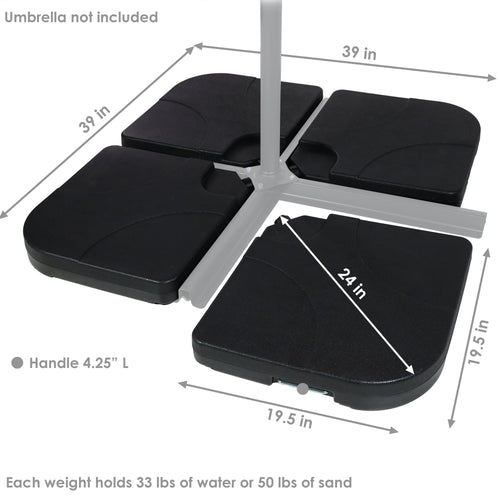 Sunnydaze Cantilever Offset Umbrella Base Plate Weights Square in use on base