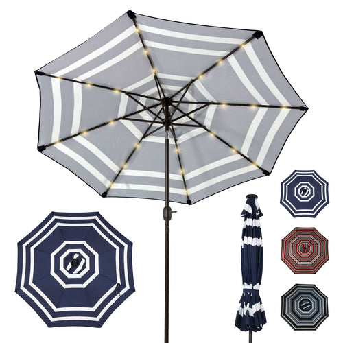DirectDeals Sunnydaze Market Umbrella Navy Blue Stripe product shot