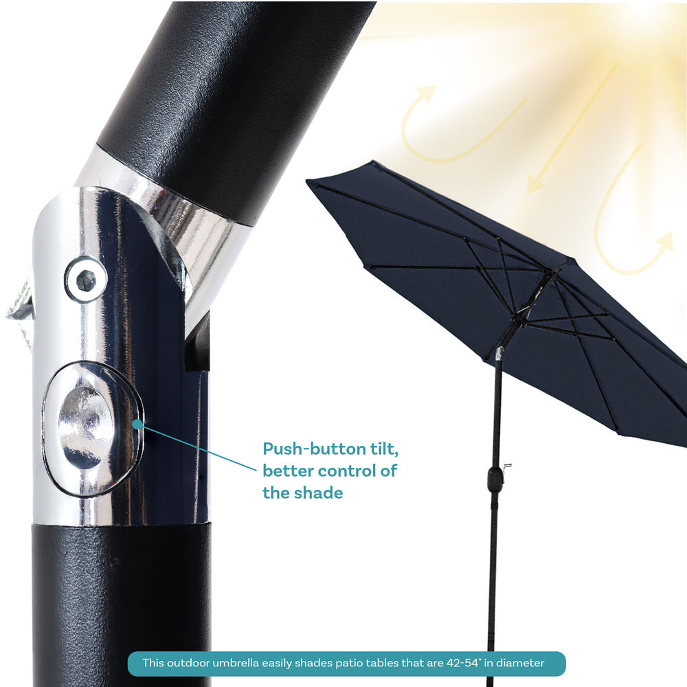 Sunnydaze Aluminum Patio Umbrella Navy Blue pole detail