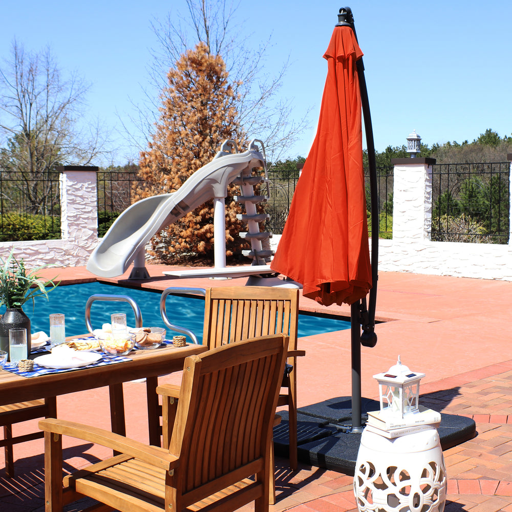 Sunnydaze 10 ft Offset Patio Umbrella Burnt Orange Square Base detail
