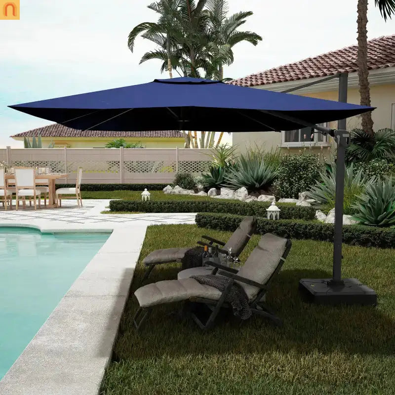 Patio Umbrella Cantilever Navy Blue 11ft Square UPF50 Aluminum