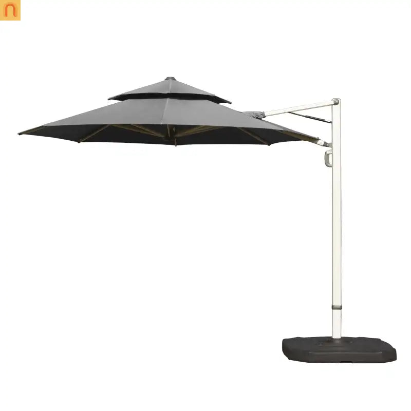 Patio Umbrella Cantilever Gray 9.7ft Round UPF50 Tilt Aluminum
