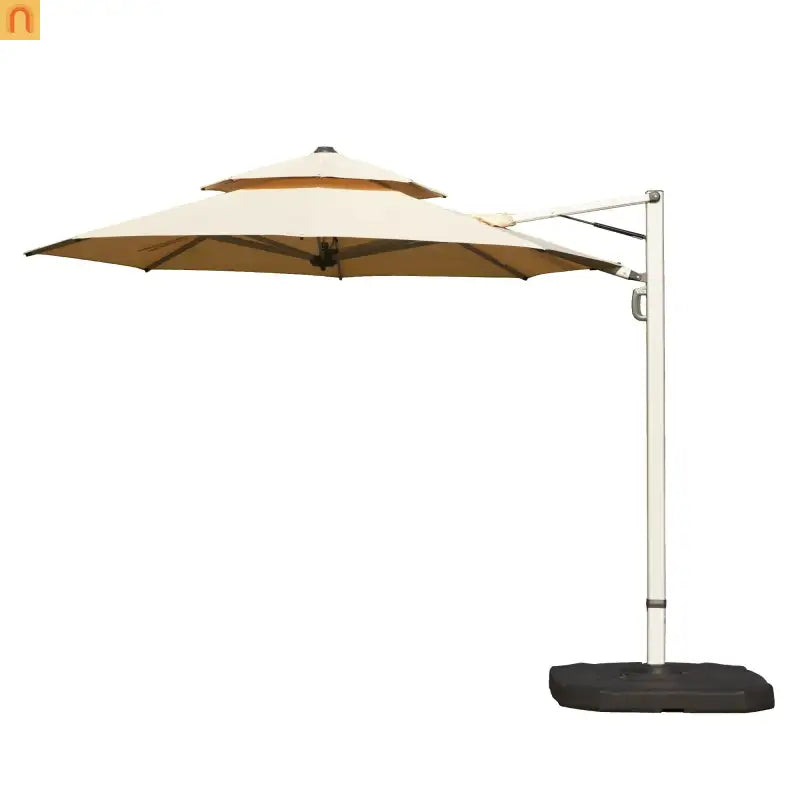Patio Umbrella Cantilever Beige 9.7ft Round UPF50 Tilt Aluminum