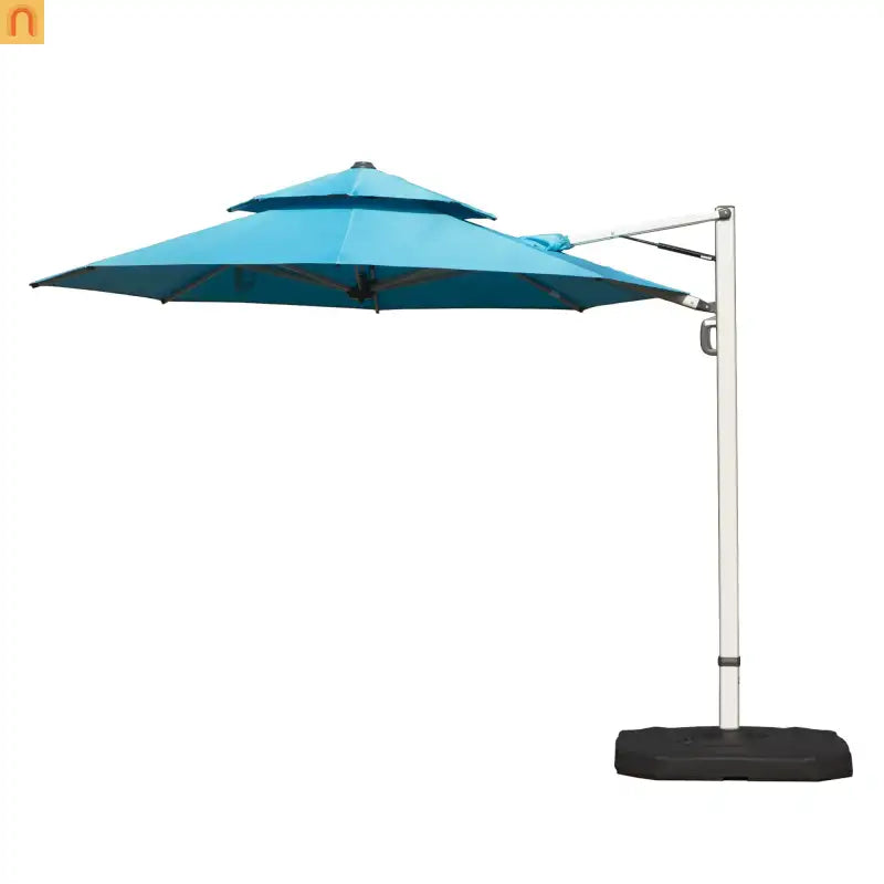 Patio Umbrella Cantilever Lake Blue 9.7ft Round UPF50 Tilt Aluminum
