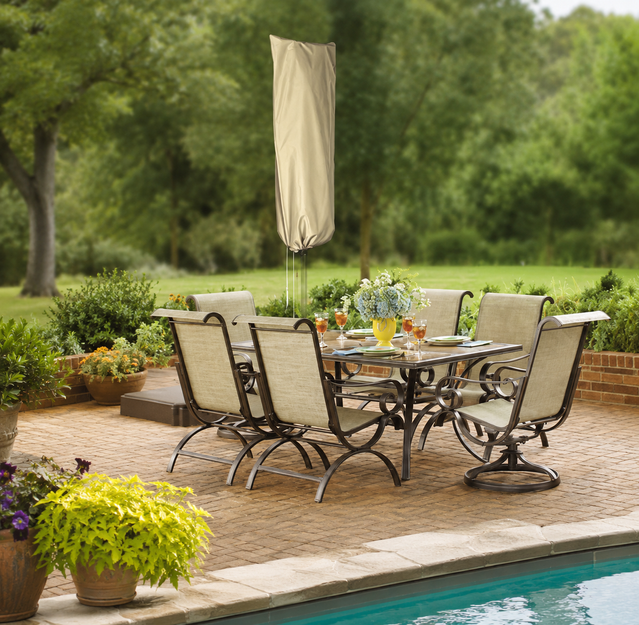 Patio Outdoor Umbrella Cover 15ft with Zipper & Rod
