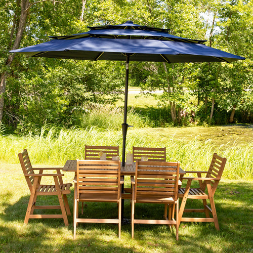 10 ft 3-Tier Market Umbrella Navy Without Lights solar panel detail