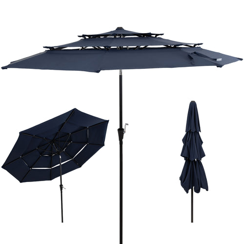 10 ft 3-Tier Market Umbrella Navy Without Lights product shot