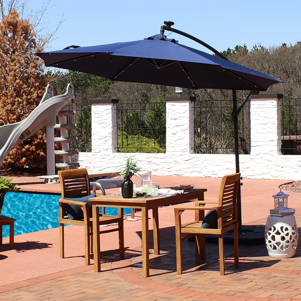 Sunnydaze 10 ft Solar Cantilever Offset Umbrella Navy Blue product shot
