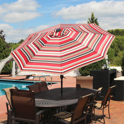 DirectDeals Sunnydaze Market Umbrella Awning Stripe lifestyle outdoor