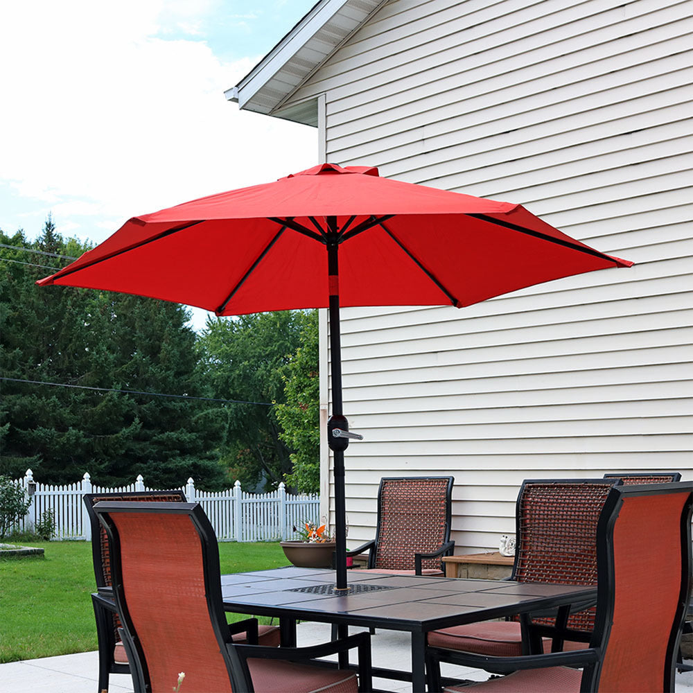 Sunnydaze Aluminum Patio Umbrella Burnt Orange 7.5ft lifestyle outdoor