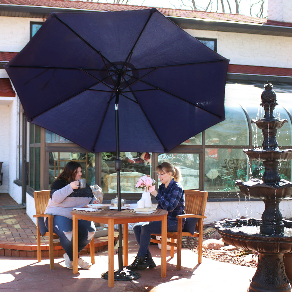 Sunnydaze Aluminum Patio Umbrella Navy Blue canopy detail