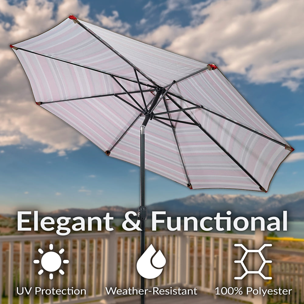 Sunnydaze Aluminum Patio Umbrella Awning Stripe tilt detail