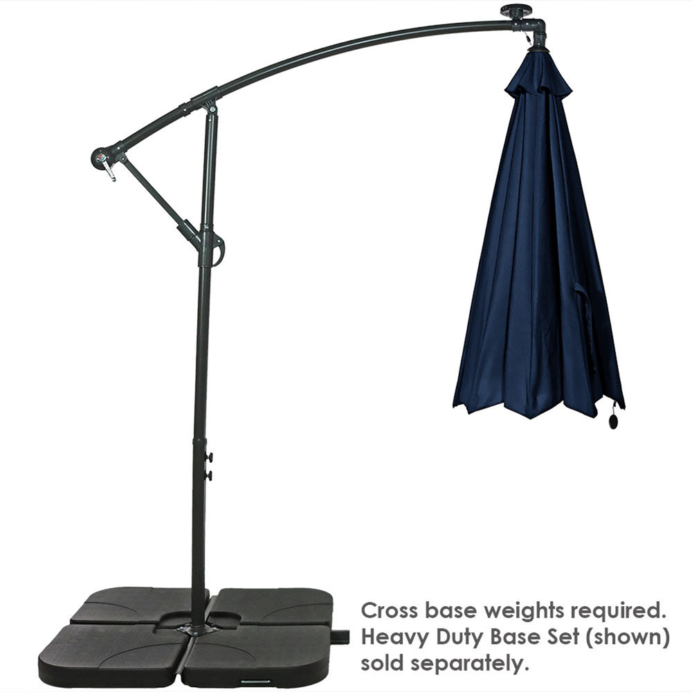 Sunnydaze 10 ft Solar Cantilever Offset Umbrella Navy Blue crank detail