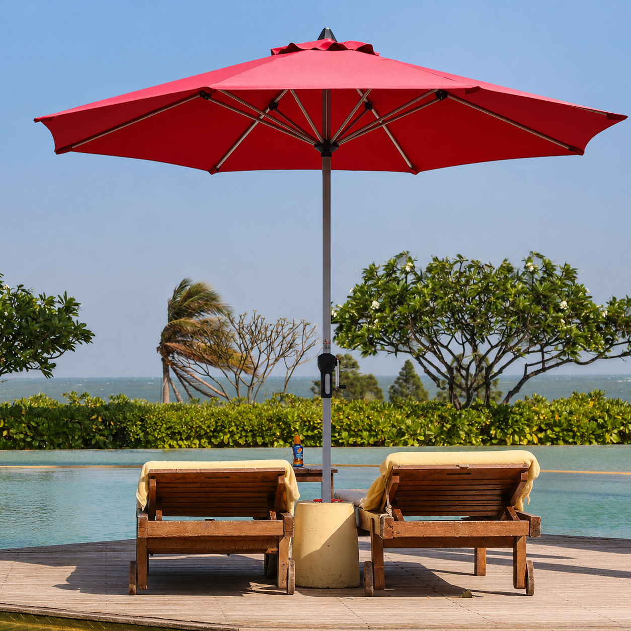 9 Feet Patio Outdoor Market Umbrella with Aluminum Pole without Weight Base