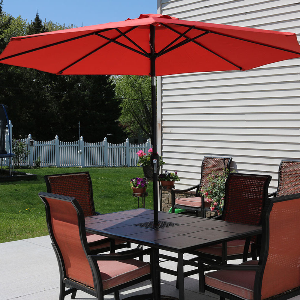 Sunnydaze Aluminum Patio Umbrella Burnt Orange 9ft lifestyle outdoor