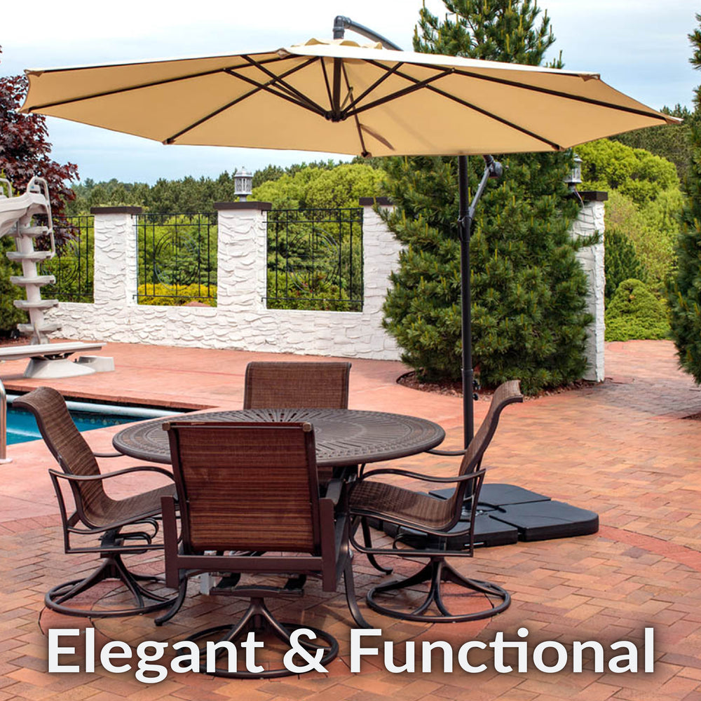 Sunnydaze 10 ft Offset Patio Umbrella Beige Square Base detail