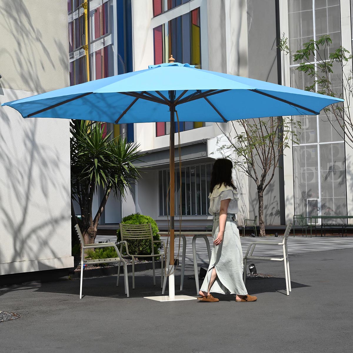 13ft Patio Wood Market Umbrella Multiple Colors