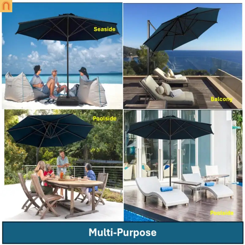 Patio Umbrella Cantilever Blue 10ft Square 360 Degree UPF 50 Plus