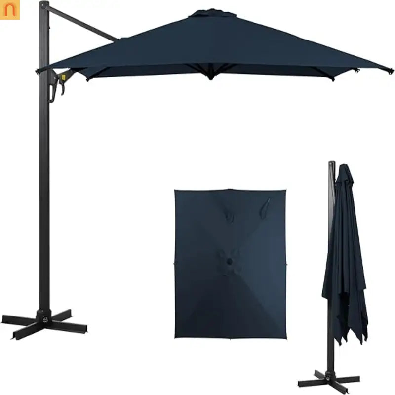 Patio Umbrella Cantilever Blue 10ft Square 360 Degree UPF 50 Plus