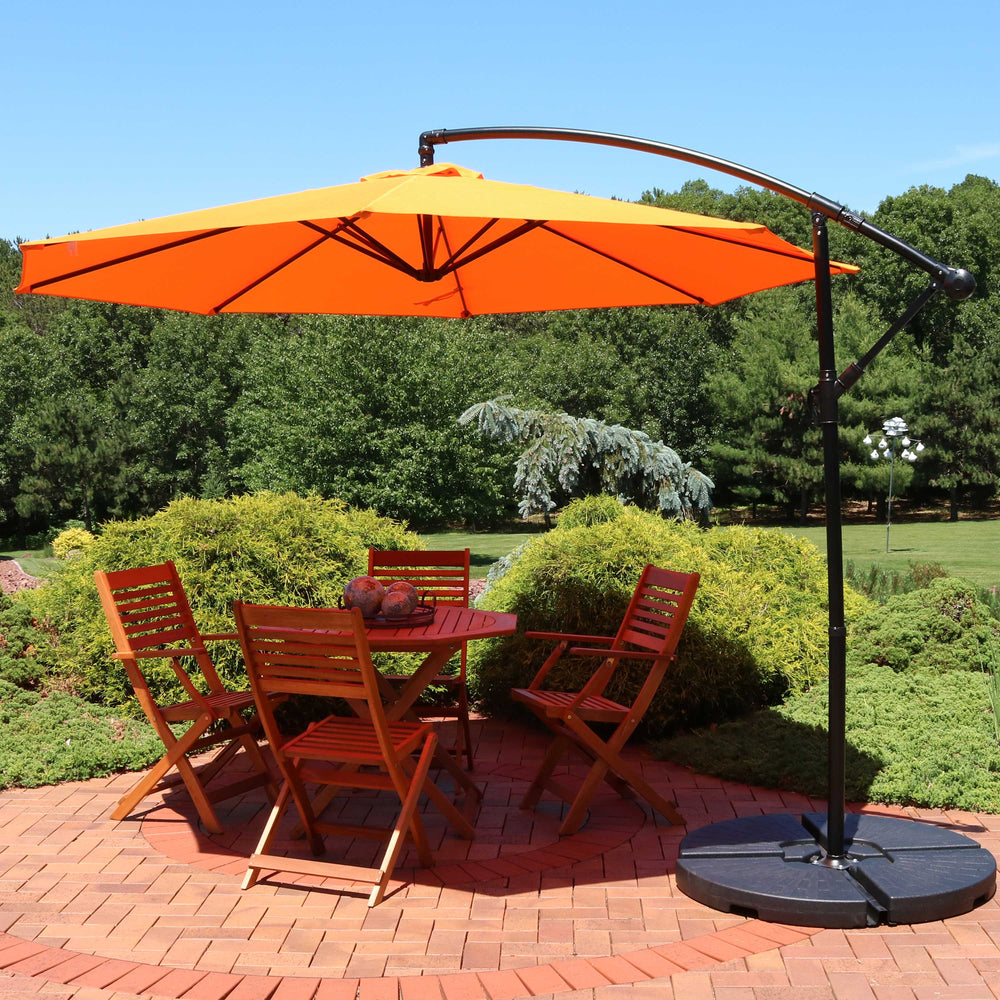 Sunnydaze 9.5 ft Offset Patio Umbrella Tangerine lifestyle outdoor