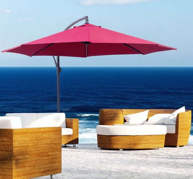Patio Umbrella Cantilever Offset Red Steel 10ft 360 Degree