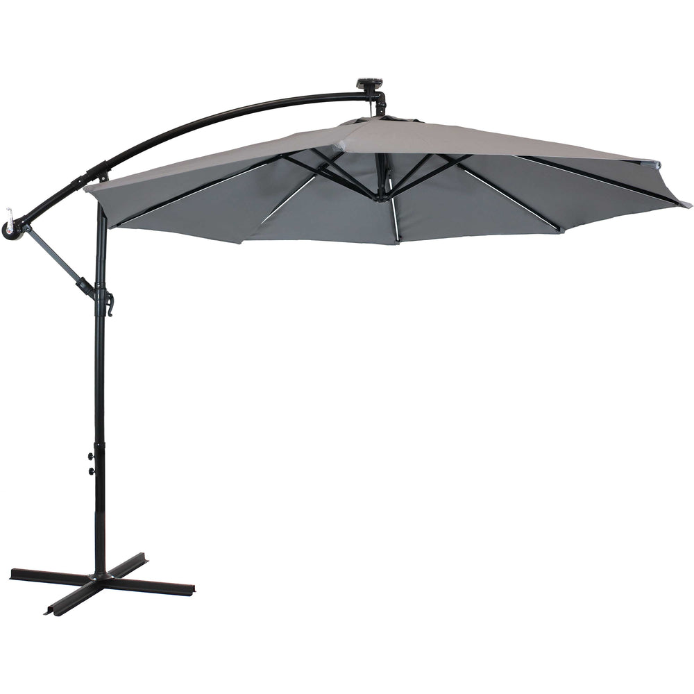 Sunnydaze 10 ft Solar Offset Patio Umbrella Smoke canopy detail