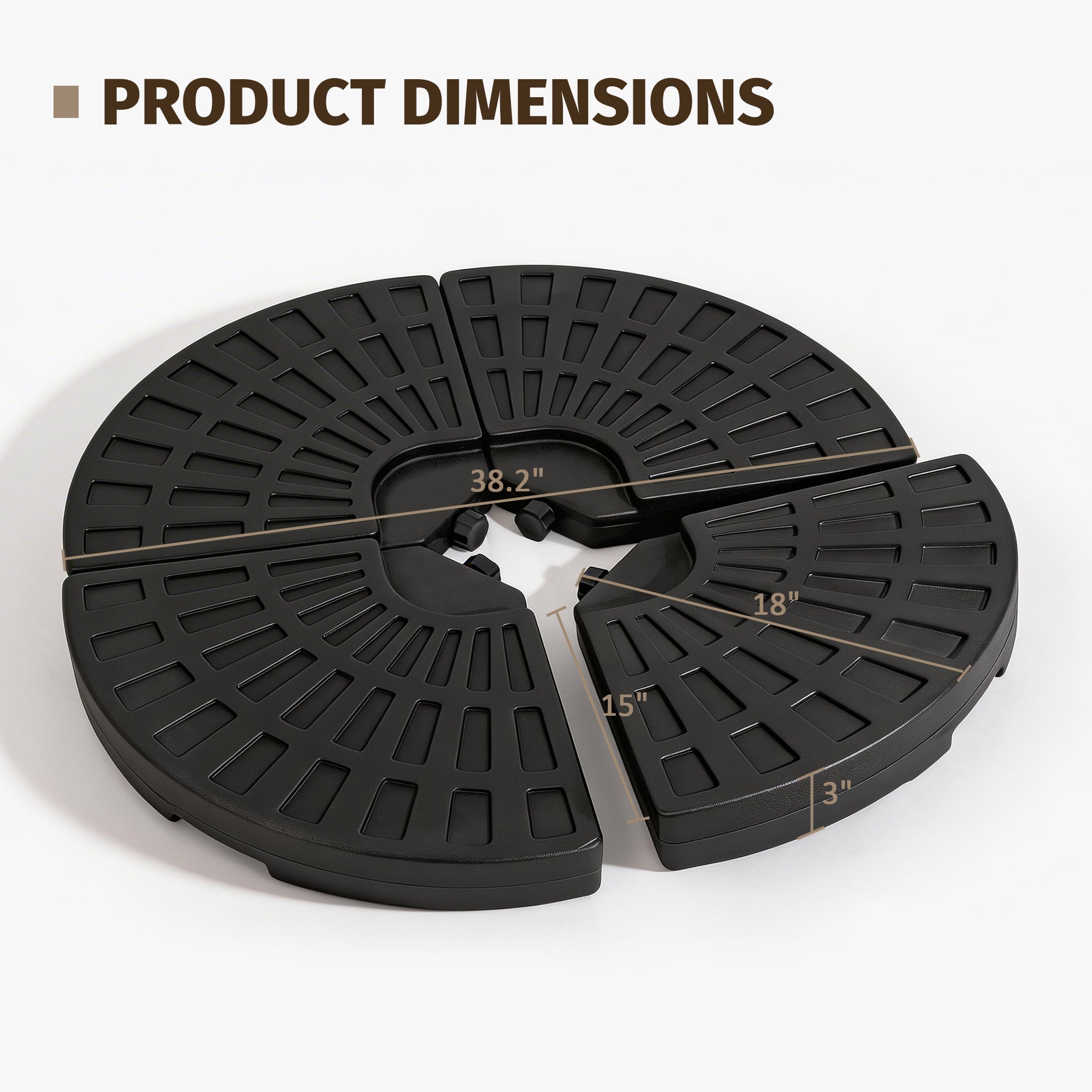Patio Umbrella Base Fillable Black HDPE 4 Piece 220 LB Water or Sand