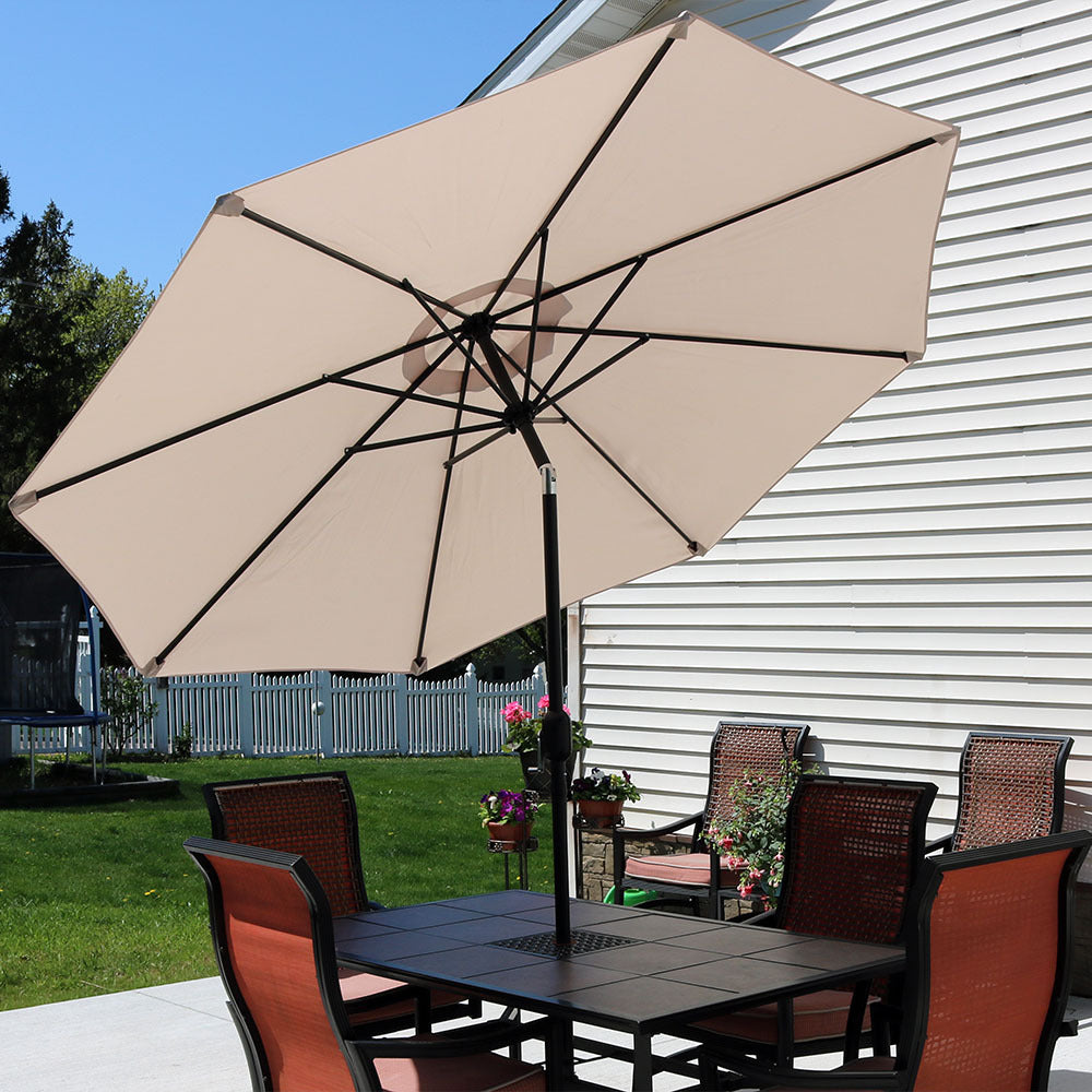 Sunnydaze Aluminum Patio Umbrella Beige 9ft product shot