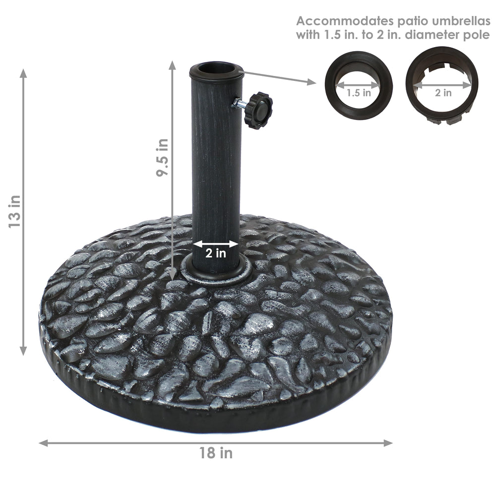 Sunnydaze 18-Inch Pebble Texture Resin Patio Umbrella Base pebble texture detail