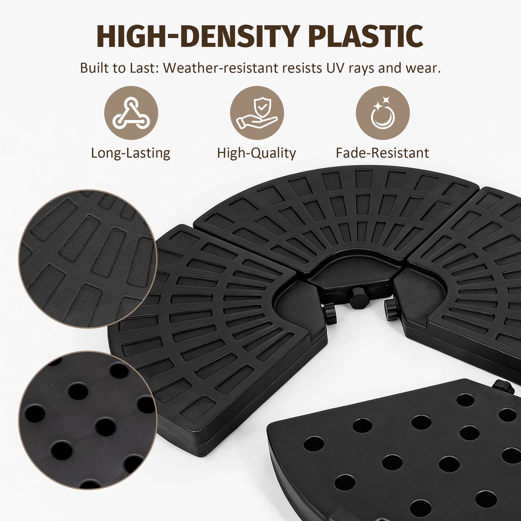 Patio Umbrella Base Fillable Black HDPE 4 Piece 220 LB Water or Sand