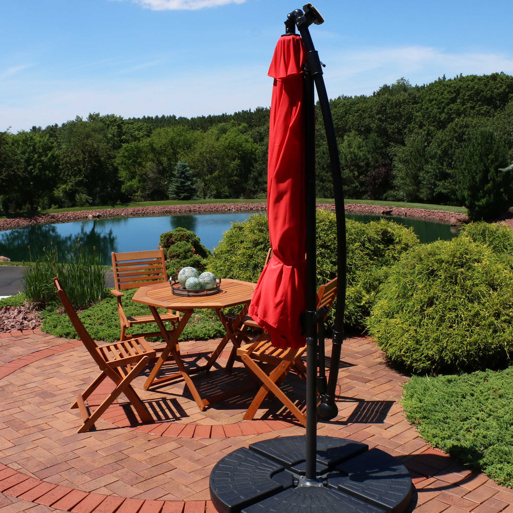 Sunnydaze 10 ft Solar Offset Patio Umbrella Cherry product shot