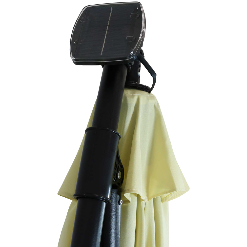 Sunnydaze 10 ft Solar Offset Patio Umbrella Cream outdoor setting