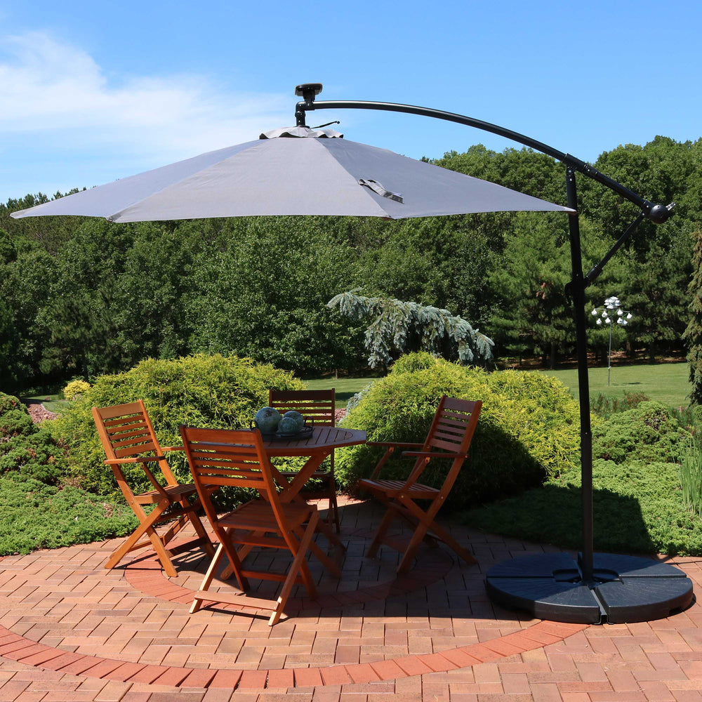 Sunnydaze 10 ft Solar Offset Patio Umbrella Smoke lifestyle outdoor