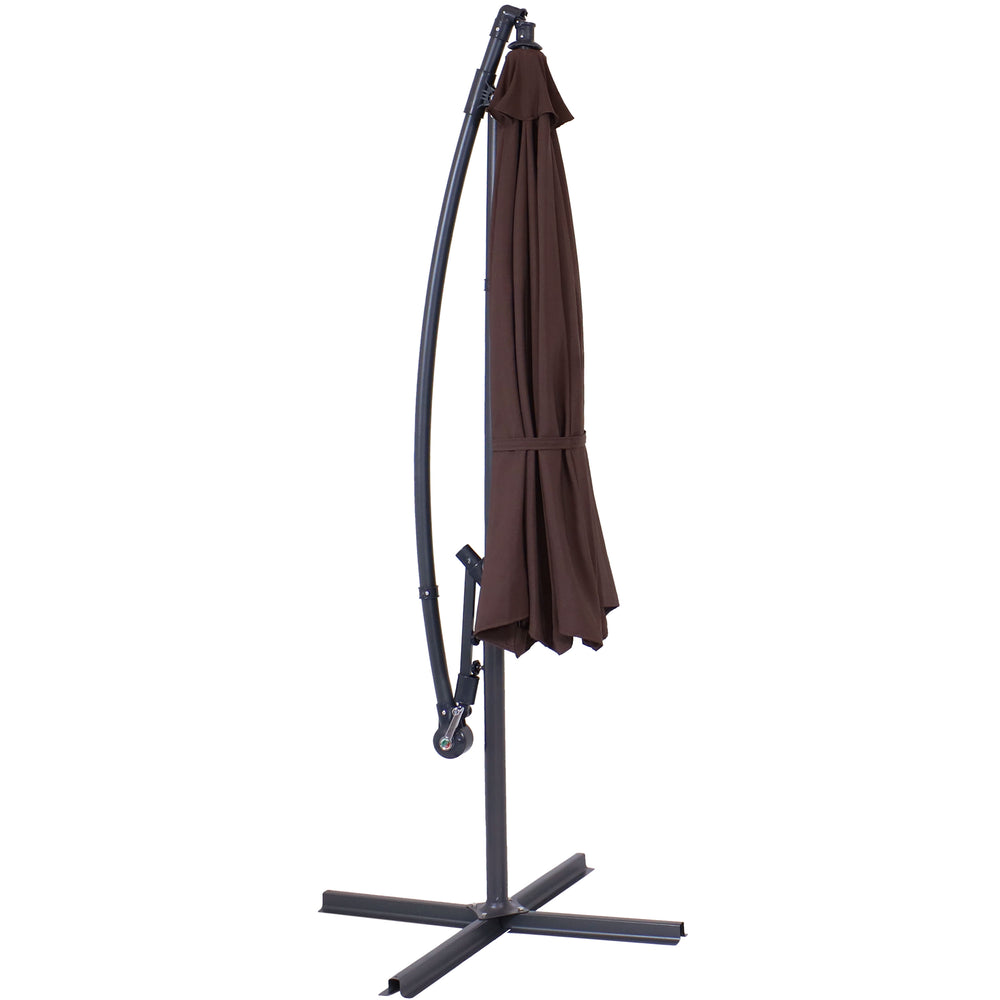 Sunnydaze 10 ft Offset Patio Umbrella Brown outdoor setting