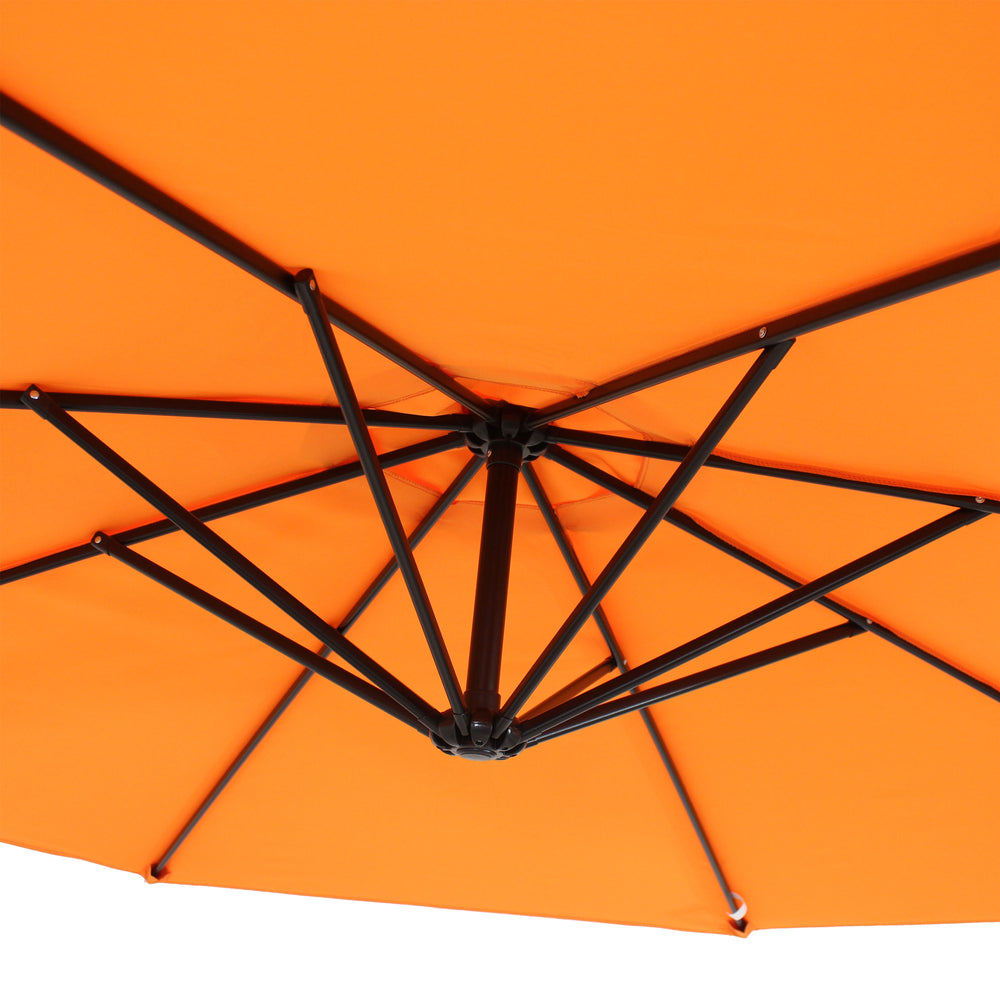 Sunnydaze 9.5 ft Offset Patio Umbrella Tangerine pole twist knob detail