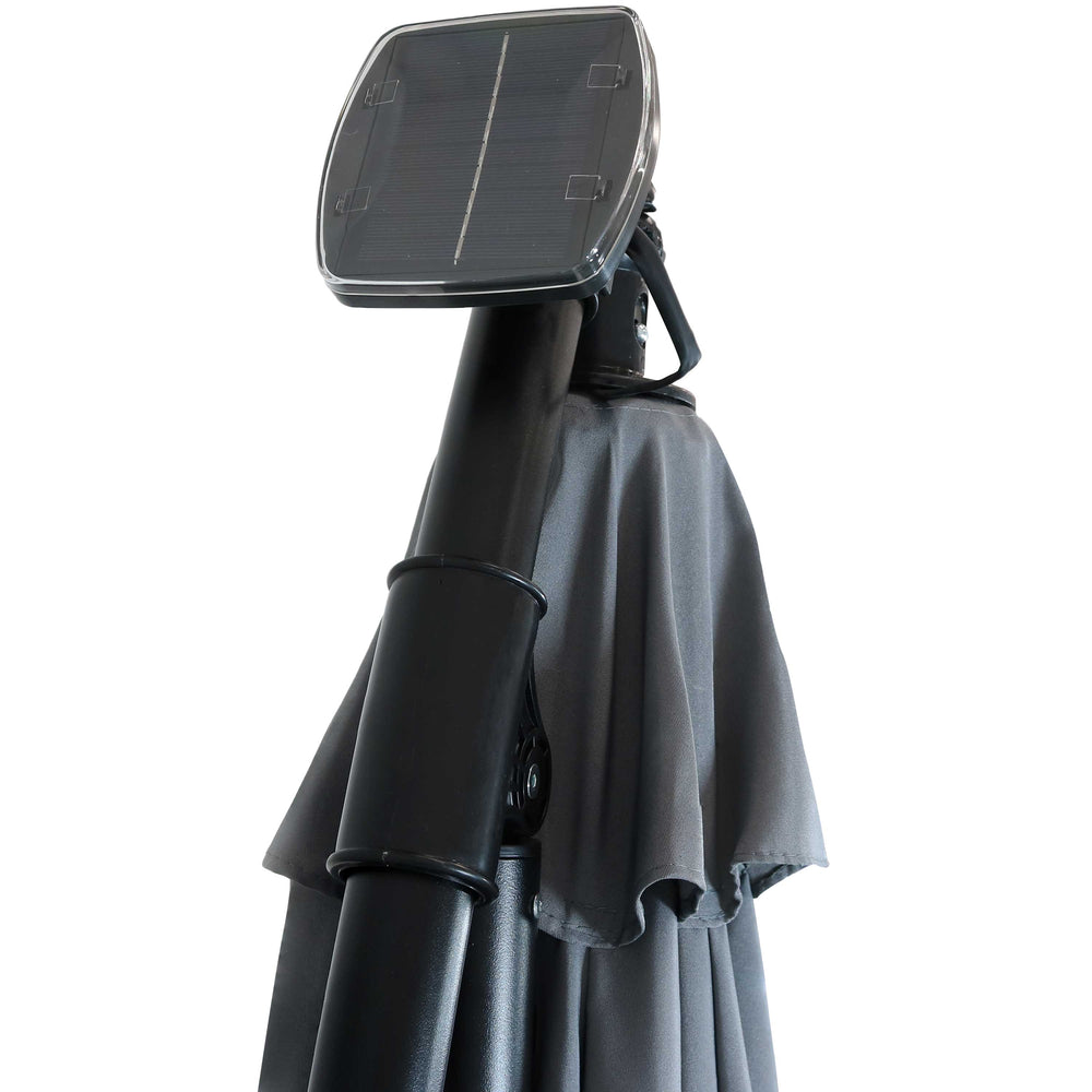 Sunnydaze 10 ft Solar Offset Patio Umbrella Smoke outdoor setting