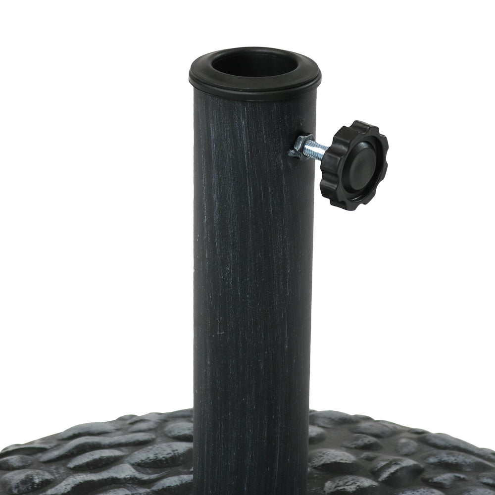 Sunnydaze 18-Inch Pebble Texture Resin Patio Umbrella Base pole opening detail