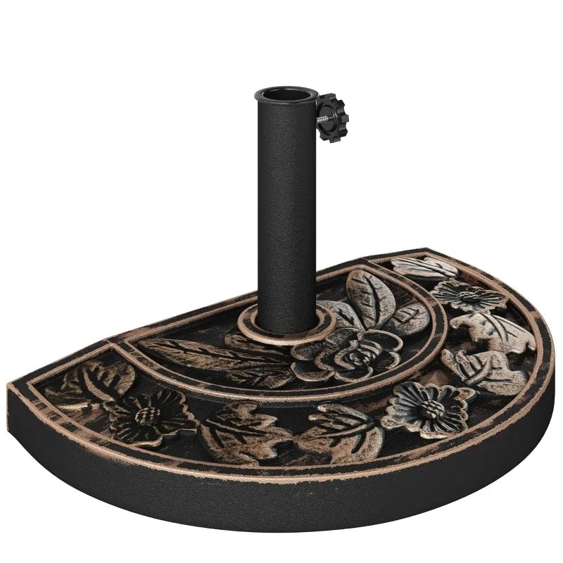 Patio Umbrella Half Round Base Bronze Resin 19.75x12.25 In