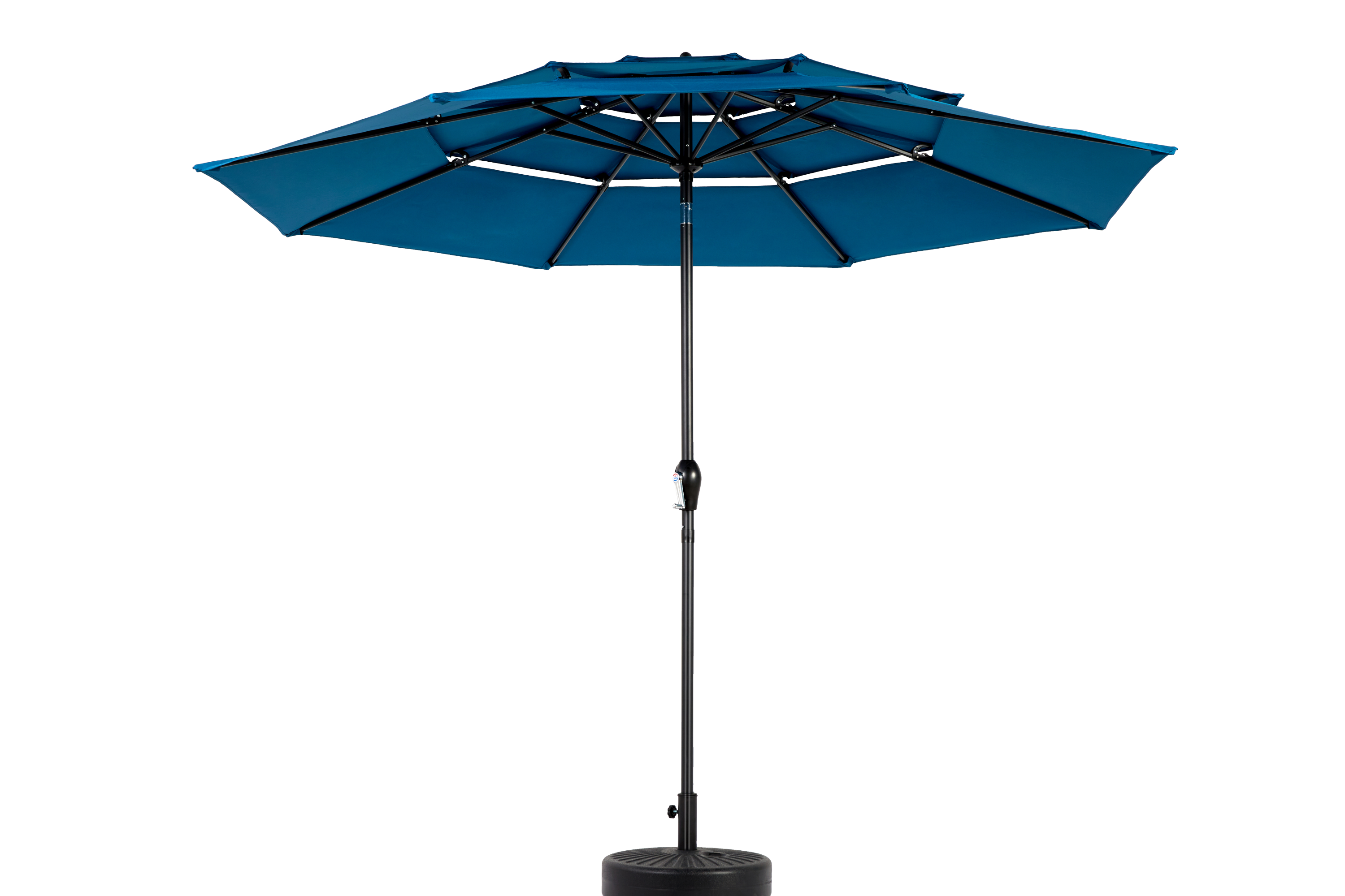 Patio Umbrella Auto Tilt 3 Tier Aluminum Dark Blue 10 Ft Crank