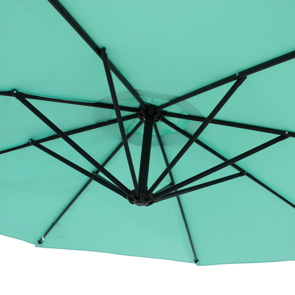 Sunnydaze 9.5 ft Offset Patio Umbrella Seafoam base detail