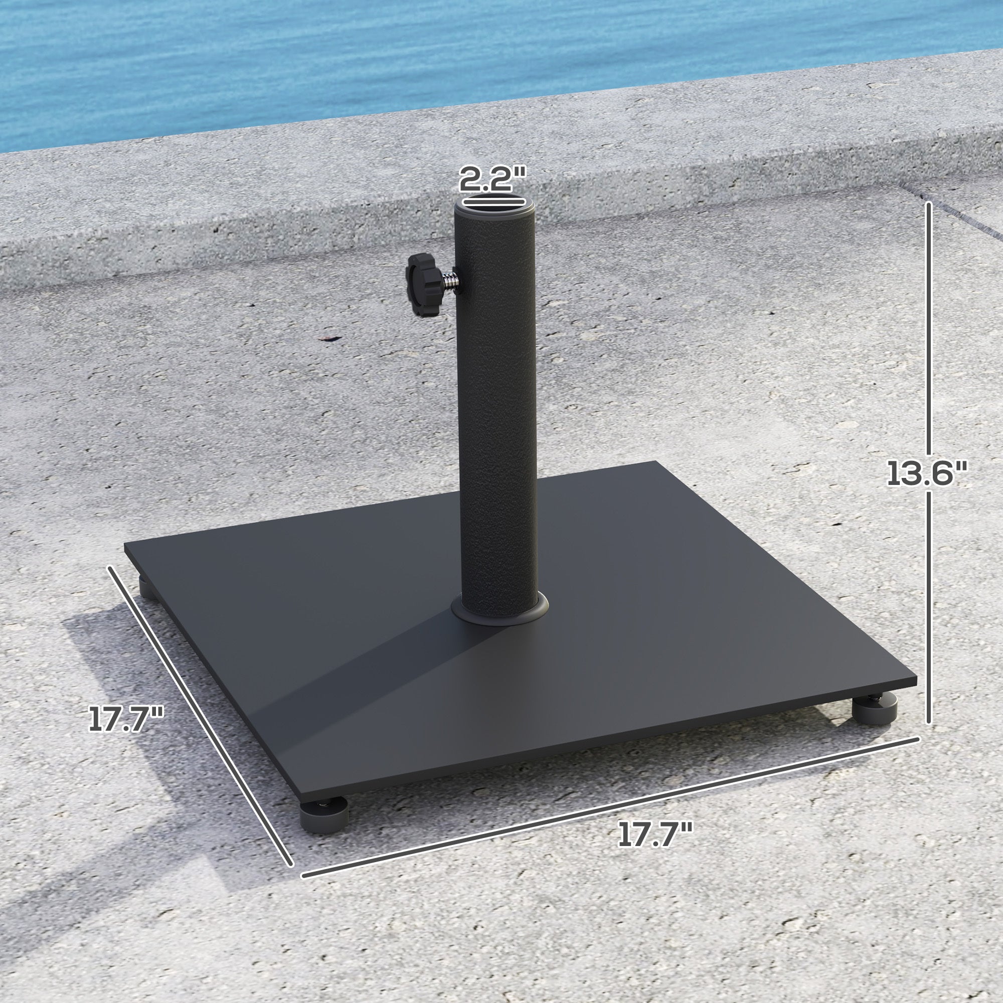 Patio Umbrella Stand Base Metal Black Square 17.7in Heavy Duty