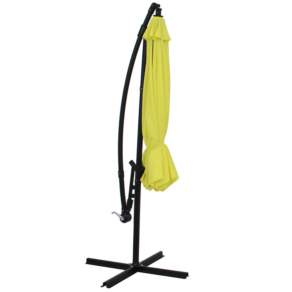 Sunnydaze 9.5 ft Offset Patio Umbrella Sunshine base detail