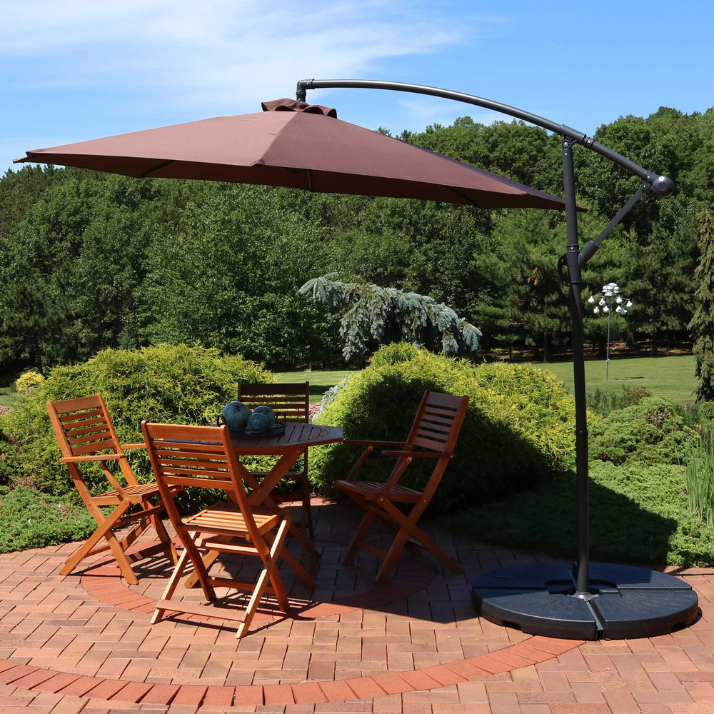 Sunnydaze 10 ft Offset Patio Umbrella Brown lifestyle outdoor