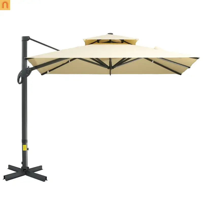 Patio Umbrella Cantilever Offset Square Beige 10 Ft 360 Rotation