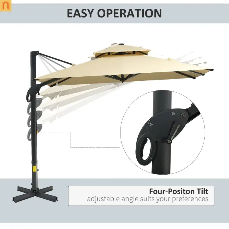 Patio Umbrella Cantilever Offset Square Beige 10 Ft 360 Rotation