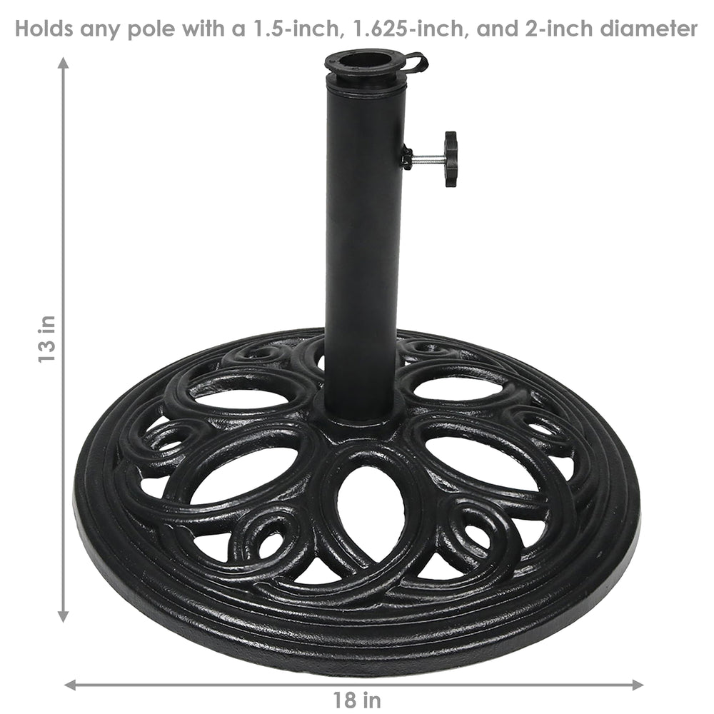 Sunnydaze 18-Inch Round Cast Iron Patio Umbrella Base Black outdoor patio setting